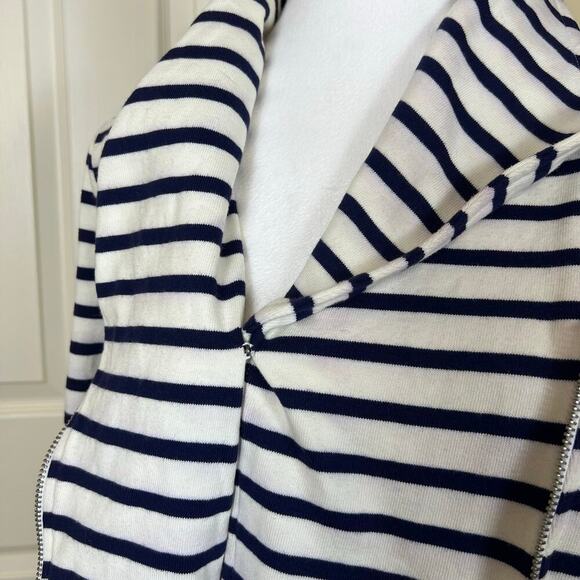 Splendid 100% Cotton Knit Moto Jacket Zipper Stripe Double Breasted Small - Picture 8 of 10